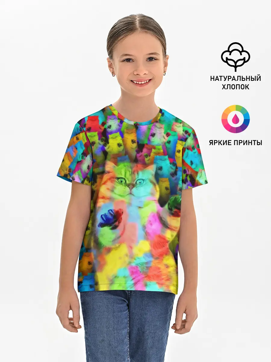 Детская базовая футболка / Котики на дискотеке