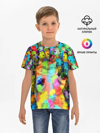 Детская базовая футболка / Котики на дискотеке