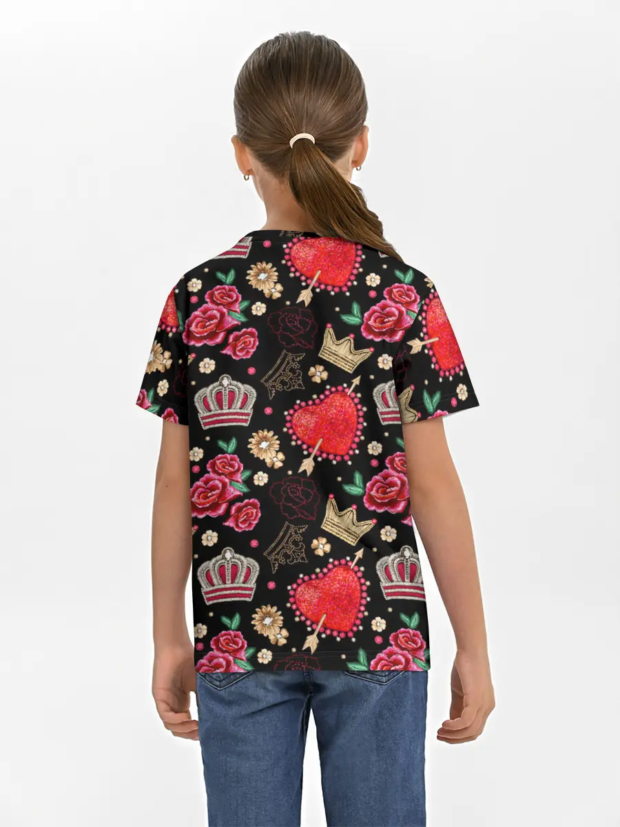 Детская базовая футболка / Корона и розы