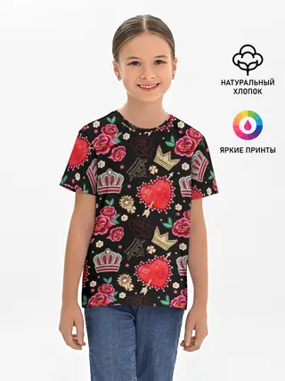 Детская базовая футболка / Корона и розы