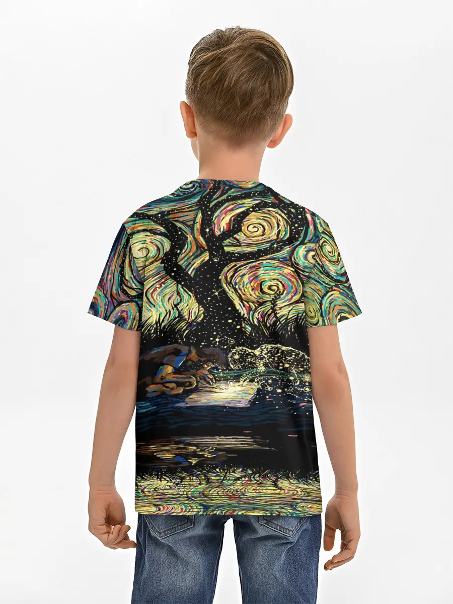 Детская базовая футболка / НОЧЬ В ЛЕСУ