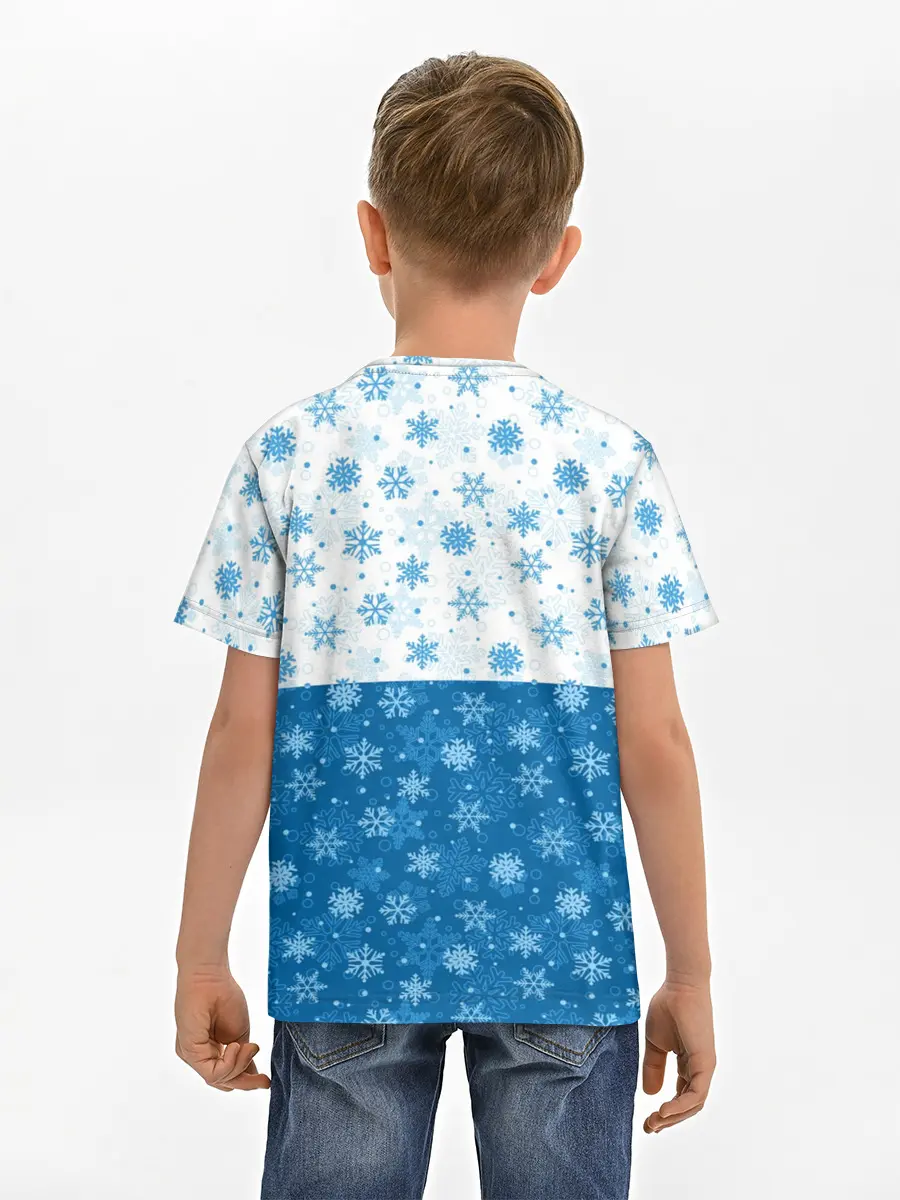 Детская базовая футболка / Светло-Тёмные Снежинки