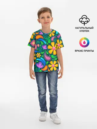 Детская базовая футболка / ЯРКИЕ ЦВЕТЫ