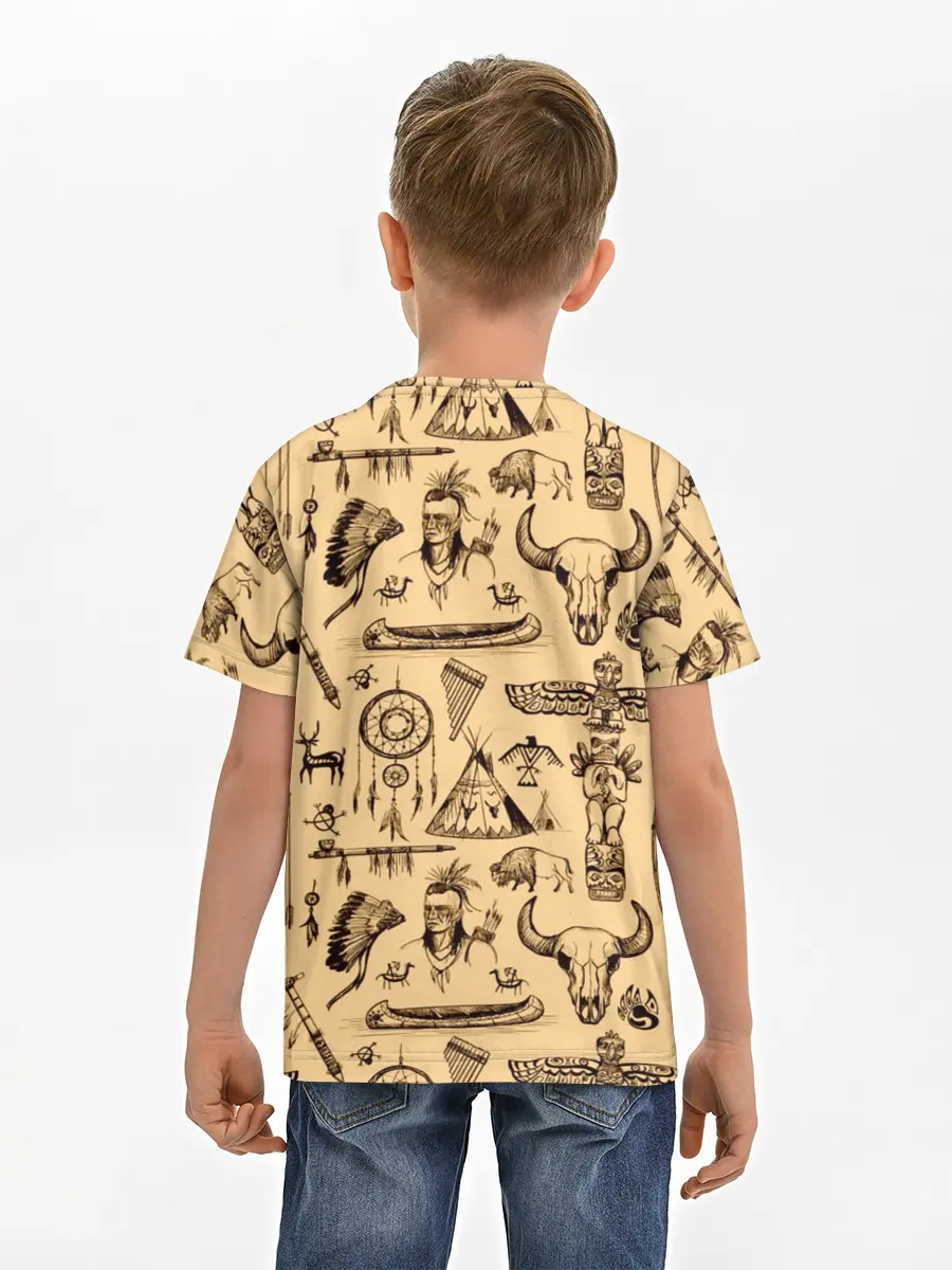 Детская базовая футболка / Индейский паттерн