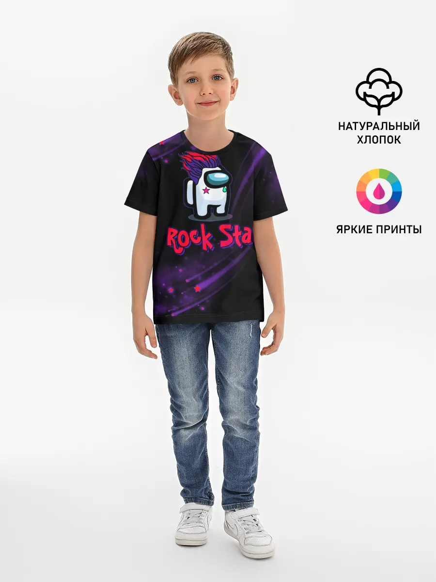 Детская базовая футболка / Among Us Rock Star