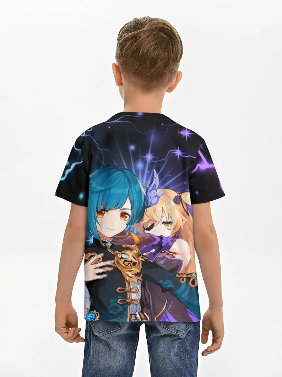 Детская базовая футболка / Фишль и Син Цю, Genshin Impact