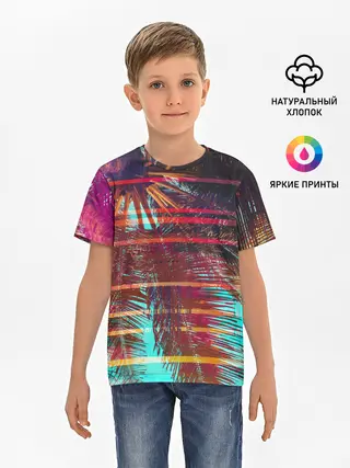 Детская базовая футболка / Palm glitch art