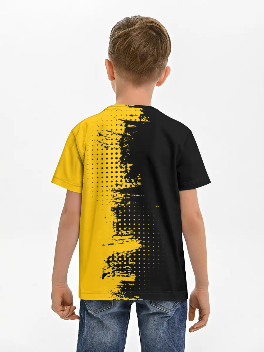 Детская базовая футболка / ЧЕРНО ЖЕЛТЫЙ ГРАНЖ | GRUNGE