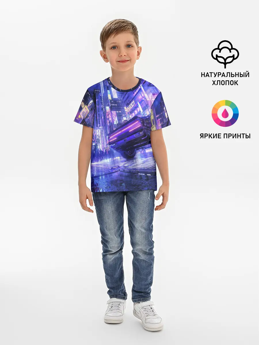 Детская базовая футболка / Cyberpunk city