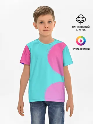 Детская базовая футболка / Розово-голубой градиент