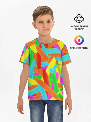 Детская базовая футболка / Фон Цветные трубки Pop Tubes, Поп тубус