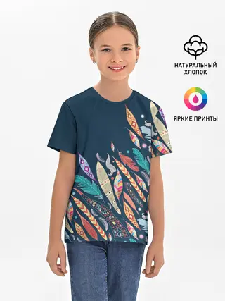 Детская базовая футболка / Перья