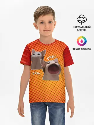 Детская базовая футболка / Cat Pop