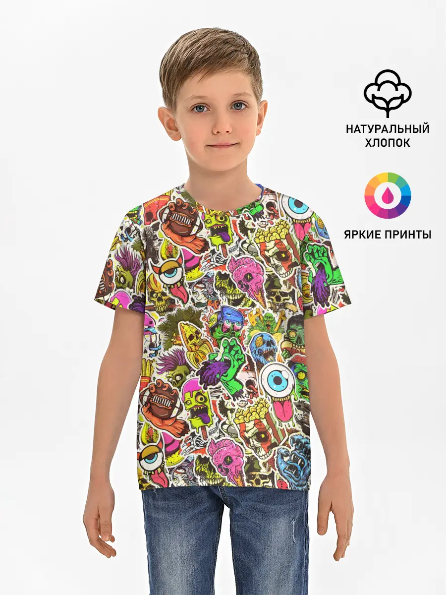 Детская базовая футболка / Граффити монстров