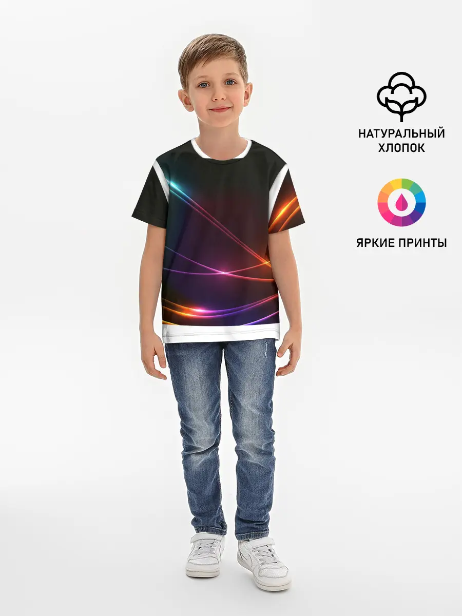 Детская базовая футболка / Неоновые Линии