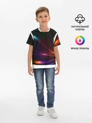 Детская базовая футболка / Неоновые Линии