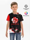 Детская базовая футболка / Черный Клевер с ярким красным куском