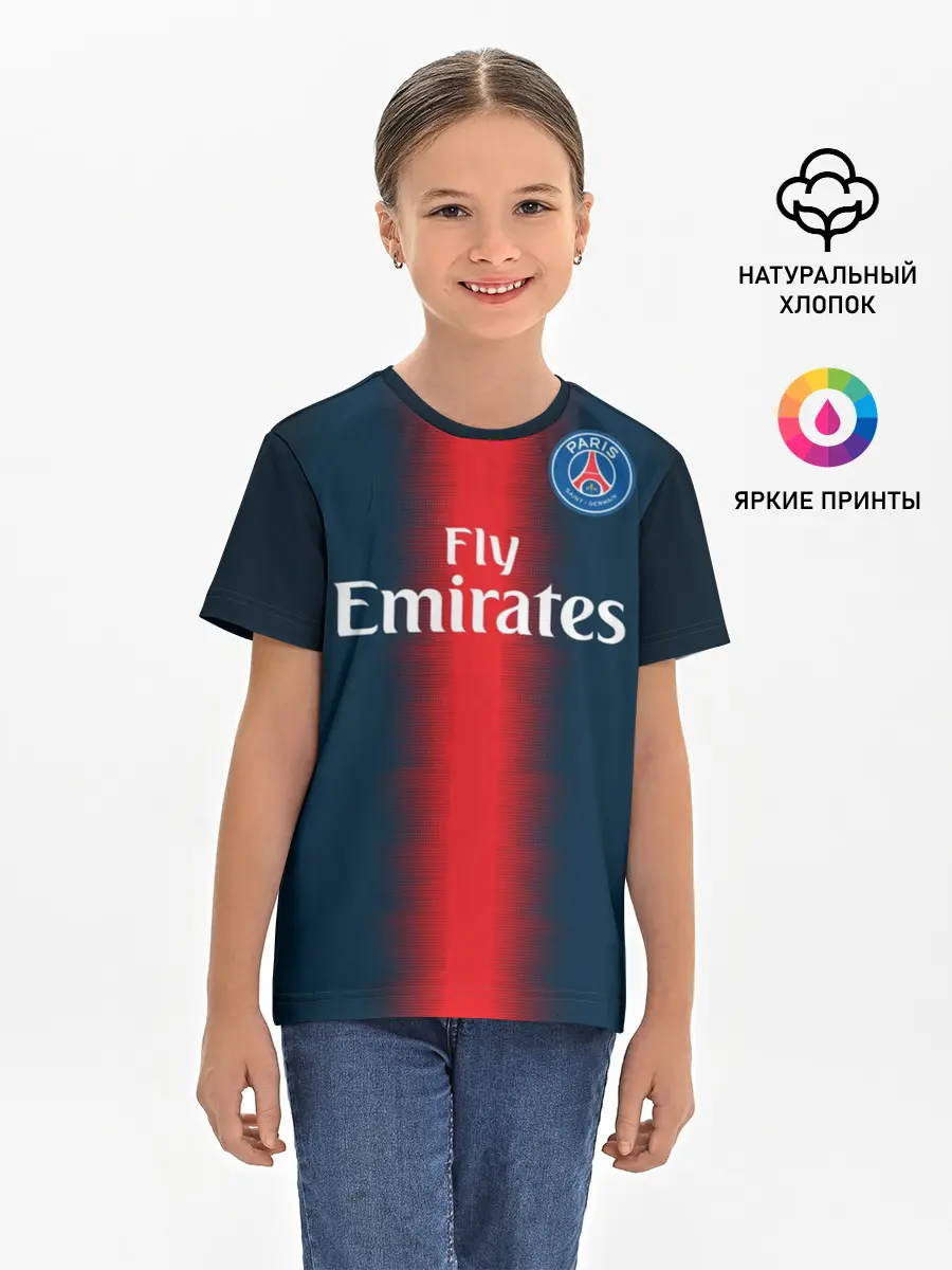 Детская базовая футболка / PSG Форма Новая Home 18/19