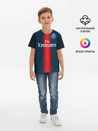 Детская базовая футболка / PSG Форма Новая Home 18/19