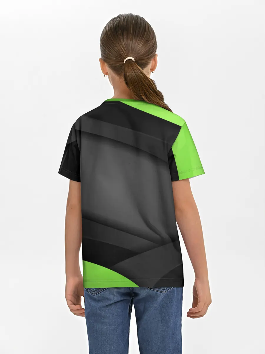 Детская базовая футболка / Green / Black