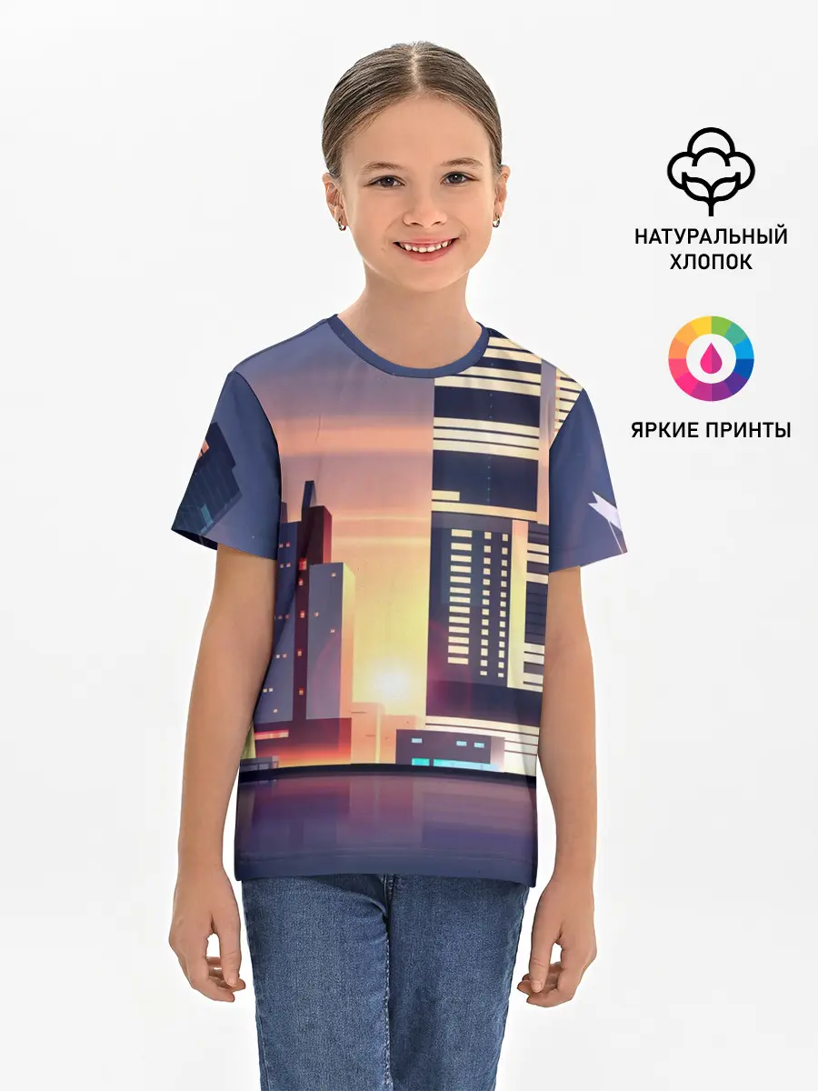 Детская базовая футболка / Ночной Город