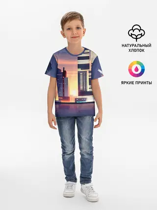 Детская базовая футболка / Ночной Город