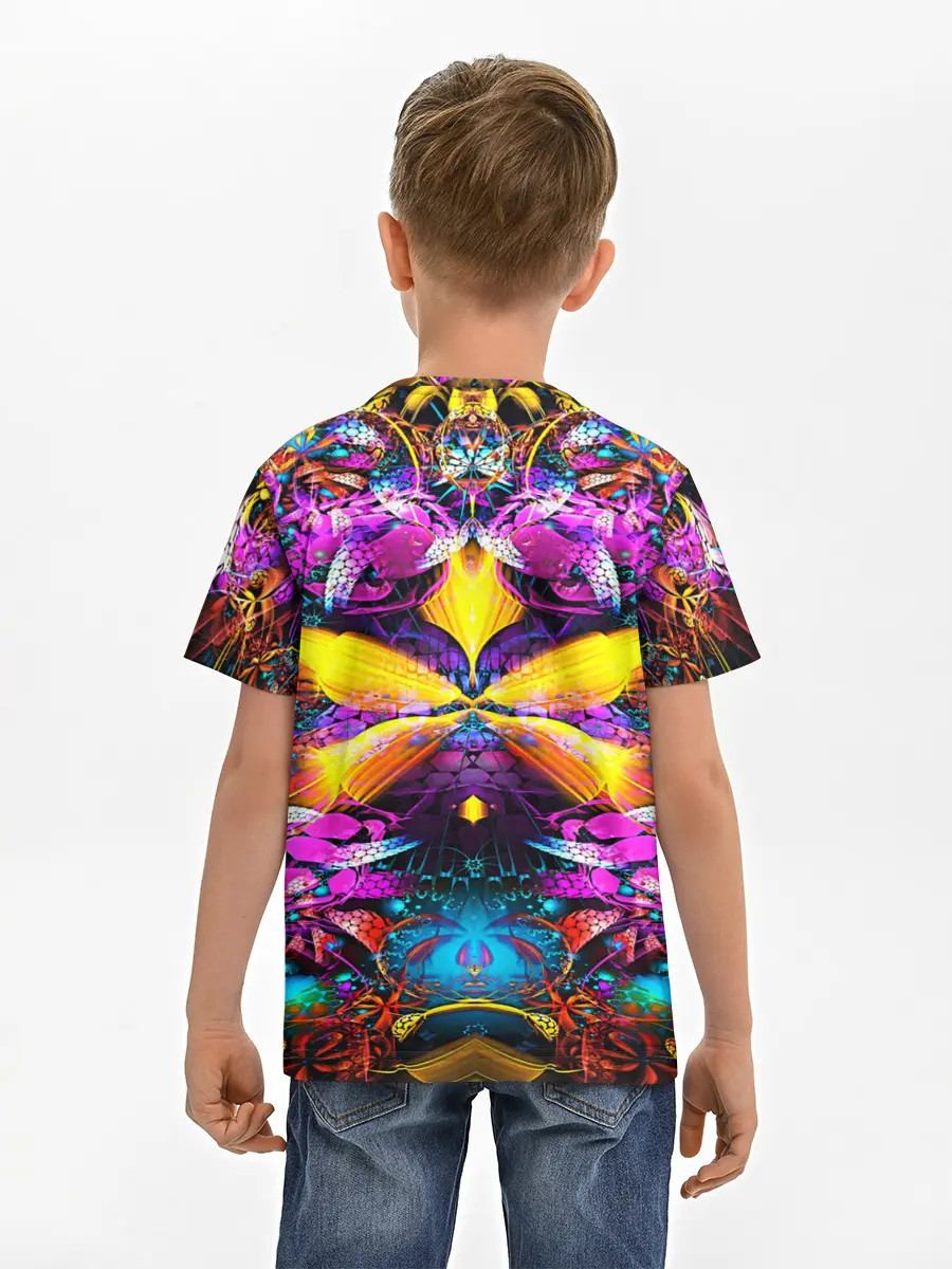 Детская базовая футболка / ФРАКТАЛЬНЫЕ ЦВЕТЫ