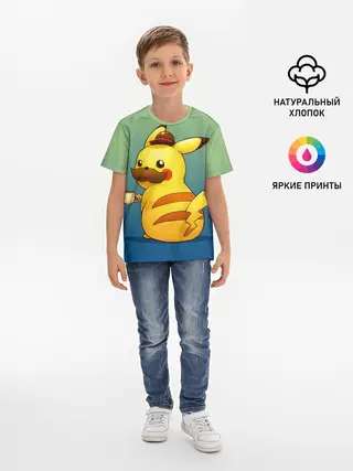 Детская базовая футболка / Детектив Пикачу