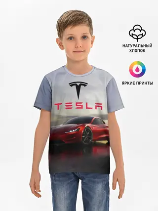 Детская базовая футболка / Tesla Roadster