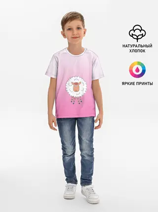 Детская базовая футболка / веселая овечка