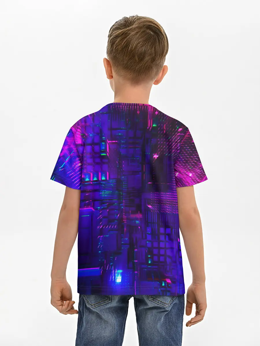 Детская базовая футболка / NEON CUBES