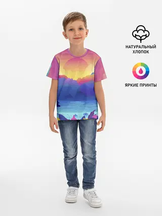 Детская базовая футболка / Красочные Горы