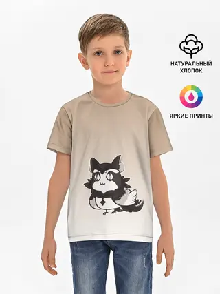 Детская базовая футболка / сова котик аниме