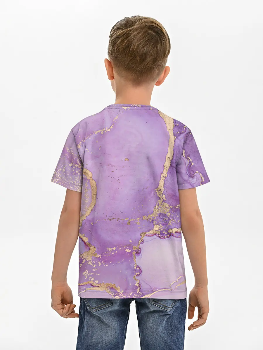 Детская базовая футболка / Сиреневые разводы краски