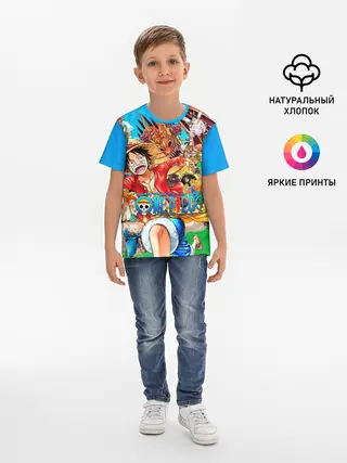 Детская базовая футболка / куча мала One Piece