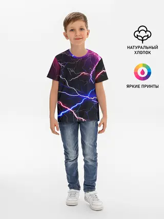 Детская базовая футболка / НЕОНОВЫЕ МОЛНИИ