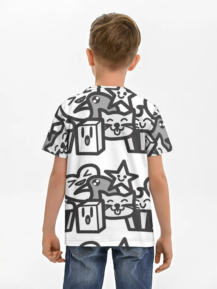 Детская базовая футболка / Чёрно-белые дудлы