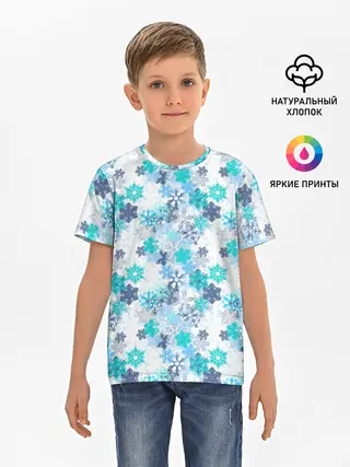 Детская базовая футболка / Зимние Снежные Узоры