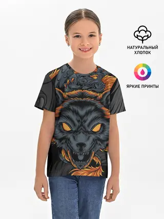 Детская базовая футболка / Волк и дракон
