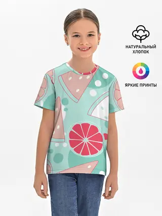 Детская базовая футболка / Арбузно-цитрусовый узор