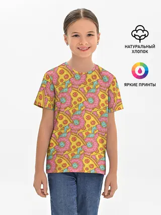 Детская базовая футболка / Пицца и пончики