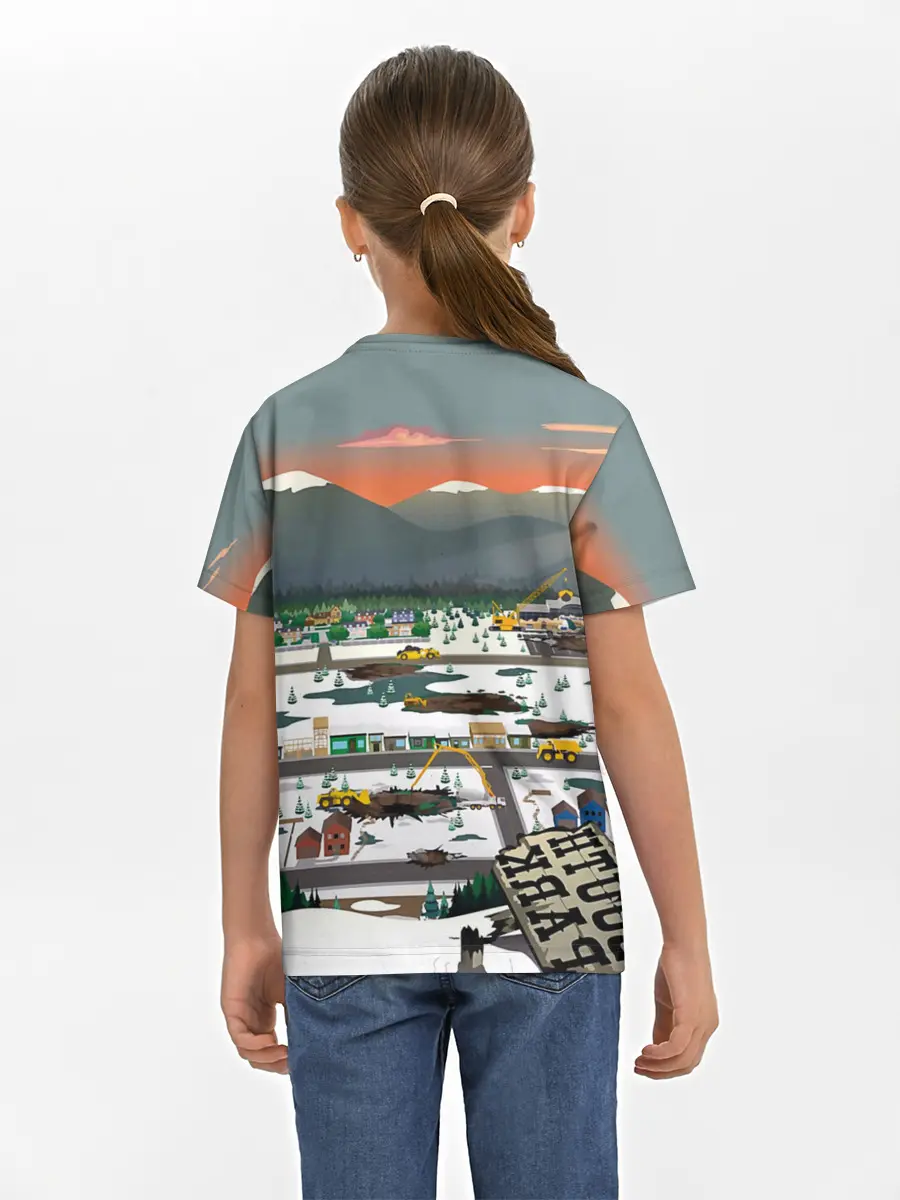 Детская базовая футболка / Южный Парк разрушенный город