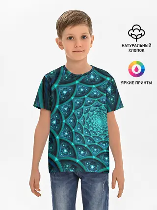 Детская базовая футболка / Асимметрия узор круги фигуры