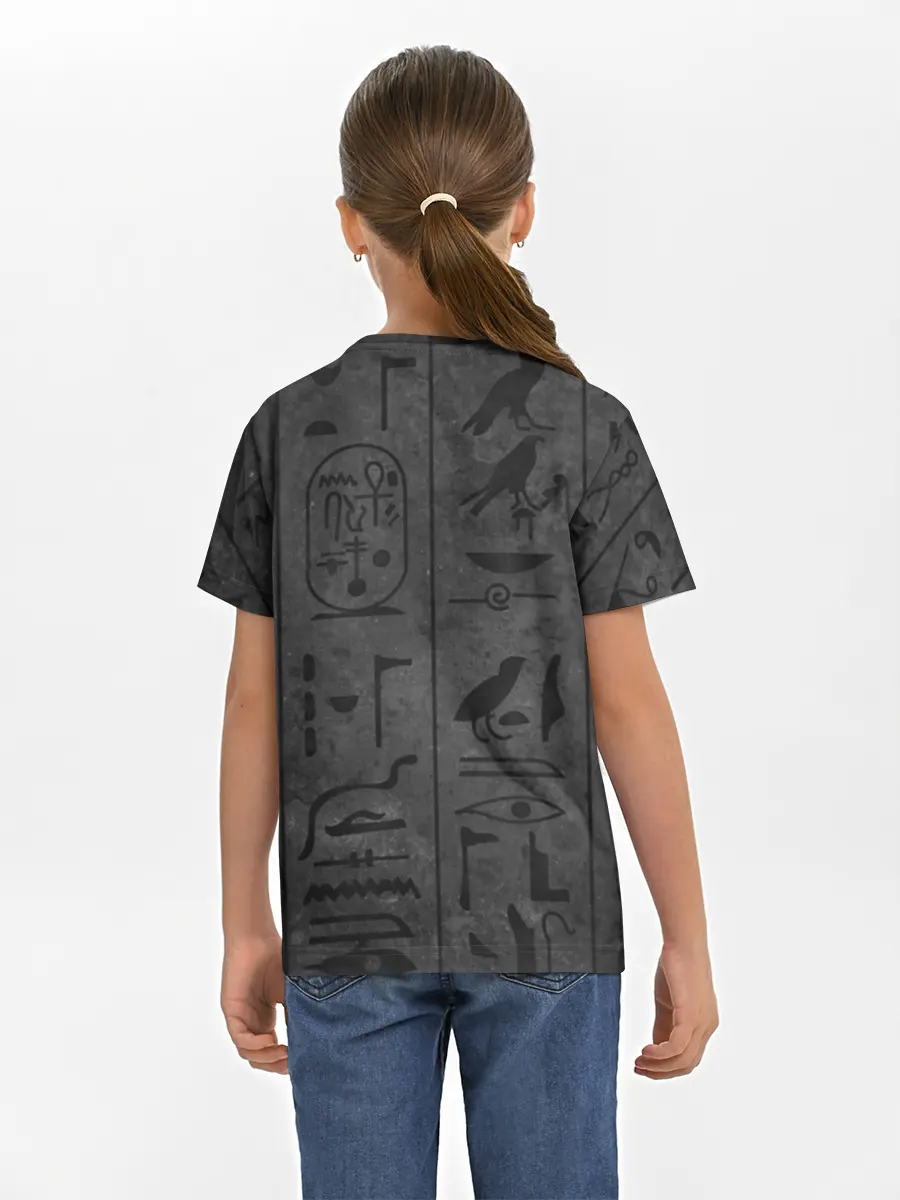 Детская базовая футболка / Египетские Иероглифы 3D