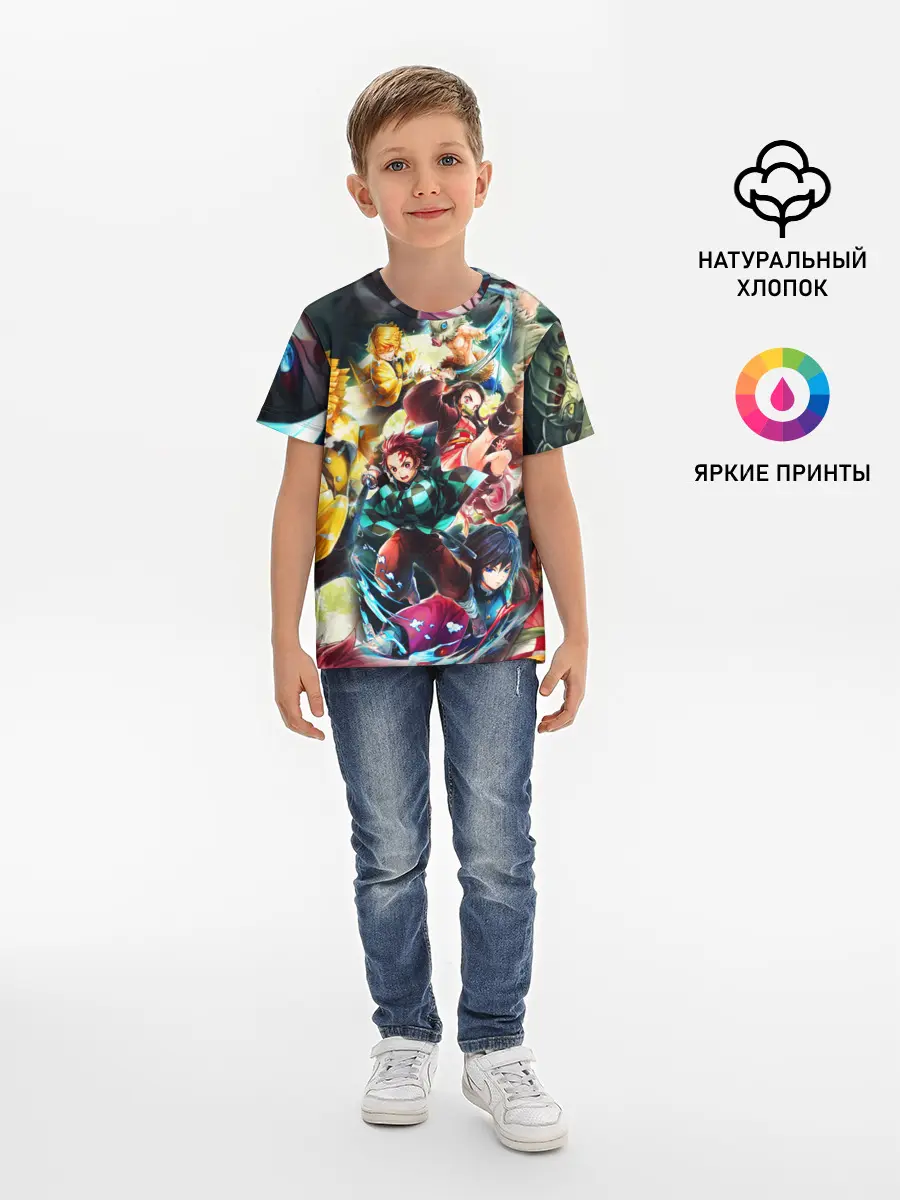 Детская базовая футболка / КЛИНОК РАССЕКАЮЩИЙ ДЕМОНОВ ПЕРСОНАЖИ
