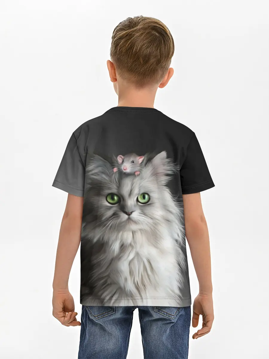 Детская базовая футболка / Кот и мышка