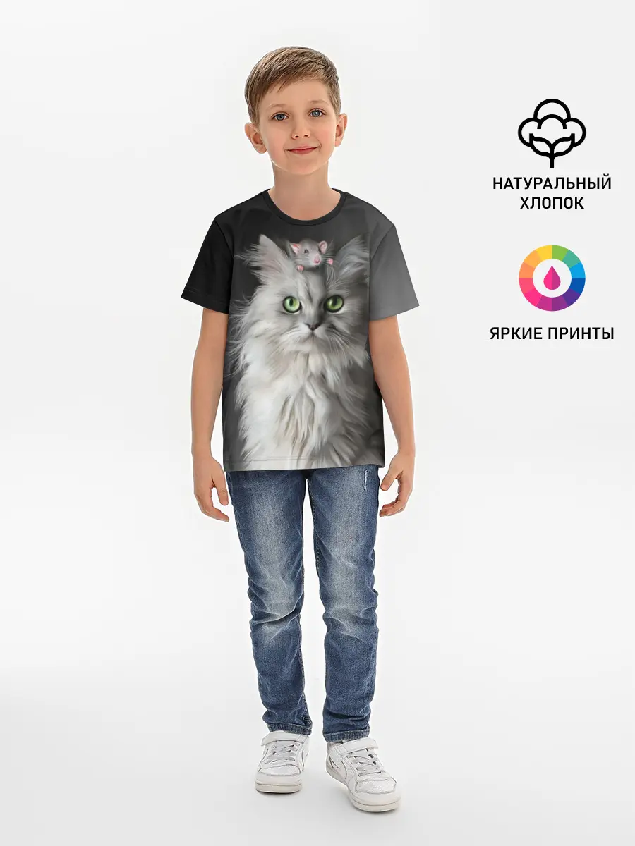 Детская базовая футболка / Кот и мышка