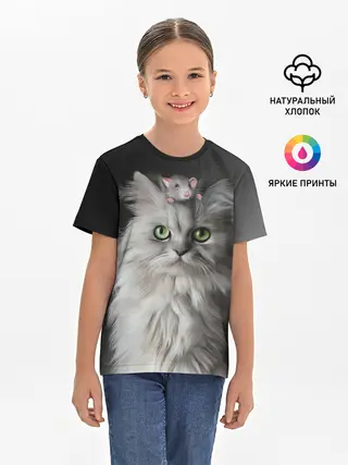 Детская базовая футболка / Кот и мышка