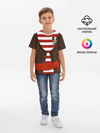 Детская базовая футболка / Костюм пирата в красную полоску