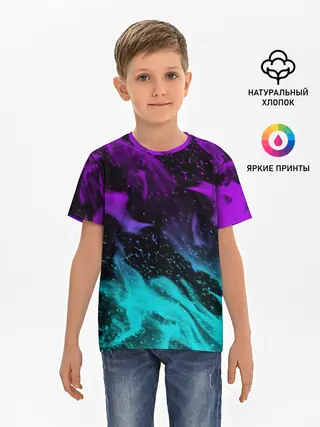 Детская базовая футболка / НЕОНОВЫЙ ОГОНЬ